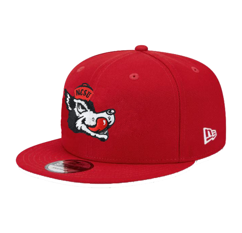 NC State Wolfpack New Era 9Fifty Red Slobbering Wolf Flatbill Adjustable Hat