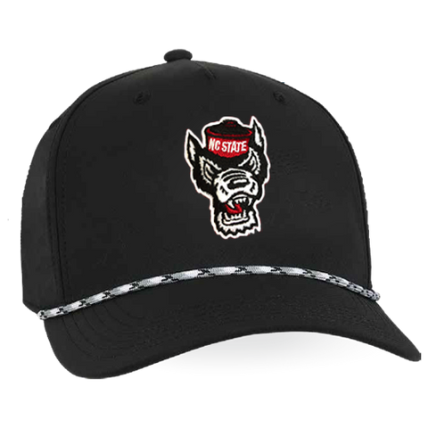 NC State Wolfpack Black Wolfhead Structured Rope Adjustable Hat