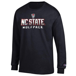 NC State Wolfpack Champion Youth Black Shadow Letter Long Sleeve T-Shirt