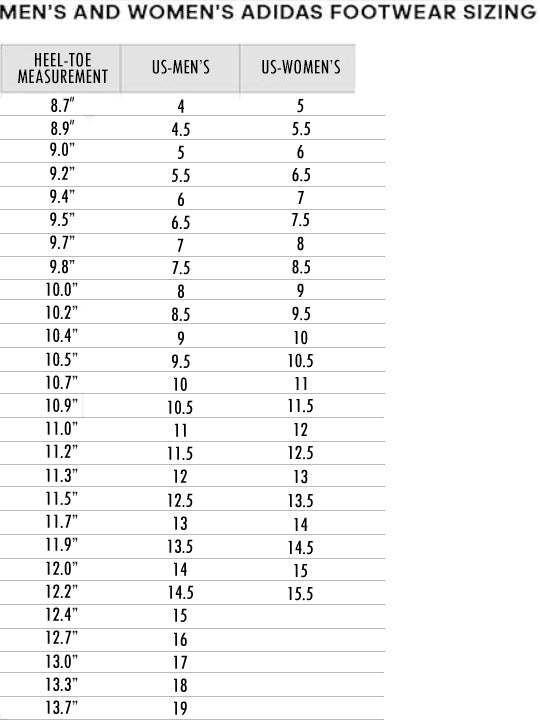 Adidas shoes table size javascript outlet