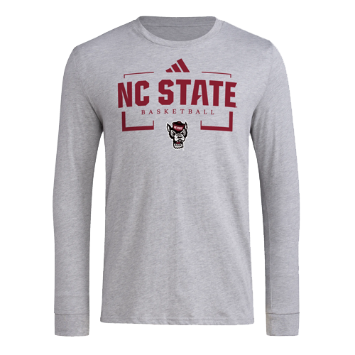 NC State Wolfpack adidas Grey Wolfhead Basketball Long Sleeve Pregame T-Shirt