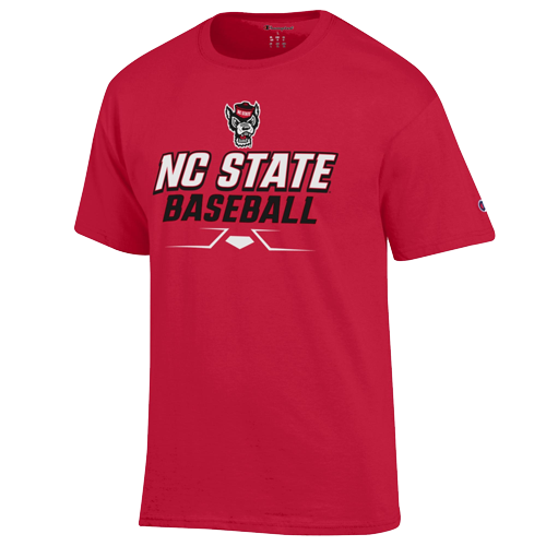 NC State Wolfpack Red Wolfhead Baseball Batters Box T-Shirt