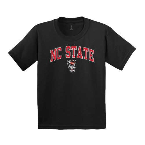 NC State Wolfpack Youth Black Arched Wolfhead Short Sleeve T-Shirt