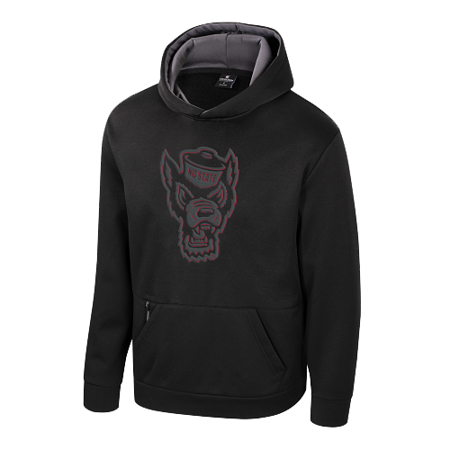 NC State Wolfpack Blackout Wolfhead Youth Hooded Sweatshirt