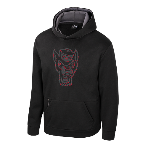 NC State Wolfpack Blackout Wolfhead Youth Hooded Sweatshirt