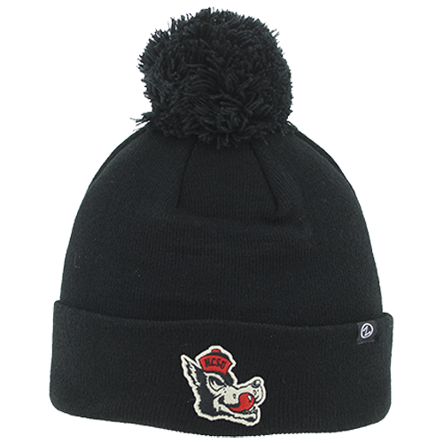 NC State Wolfpack Black Vault Slobbering Wolf Cuffed Pom Beanie