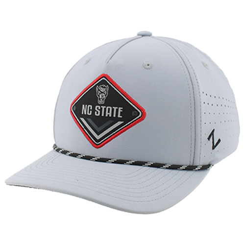 NC State Wolfpack Zephyr Grey Patch 5 Panel Vented Rope Hat