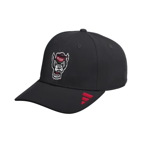 NC State Wolfpack Black adidas Wolfhead Stretch Fit Hat