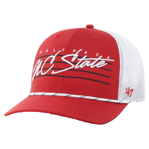 NC State Wolfpack '47 Brand Red Downburst Script Trucker Hat