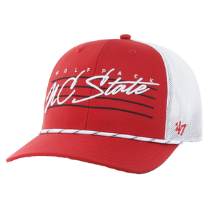 NC State Wolfpack '47 Brand Red Downburst Script Trucker Hat