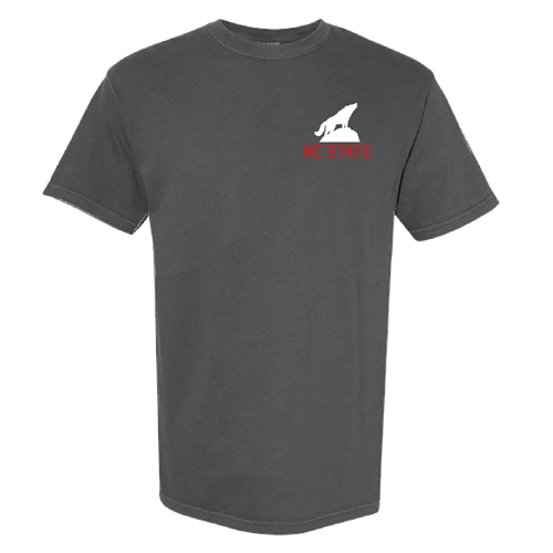 NC State Wolfpack Dark Grey Comfort Colors Wolf On Rocks T-Shirt