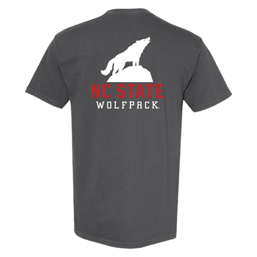 NC State Wolfpack Dark Grey Comfort Colors Wolf On Rocks T-Shirt