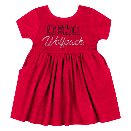 NC State Wolfpack Colosseum Infant Red Corded Embroidered Dress