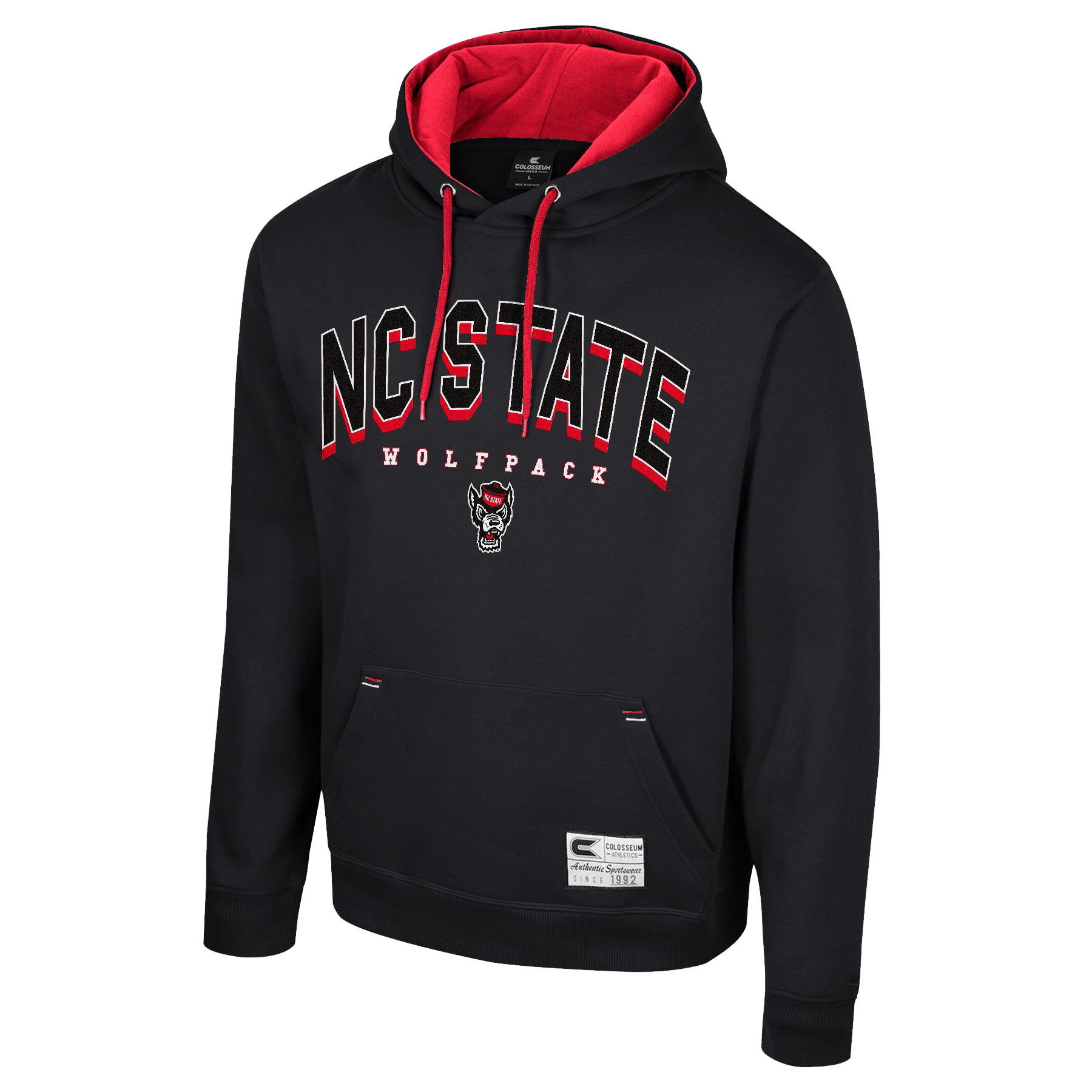 NC State Wolfpack Black 3D Embroidered W/Red Hood Sweatshirt