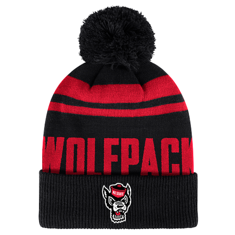 NC State Wolfpack Black Wolfhead Pom Beanie