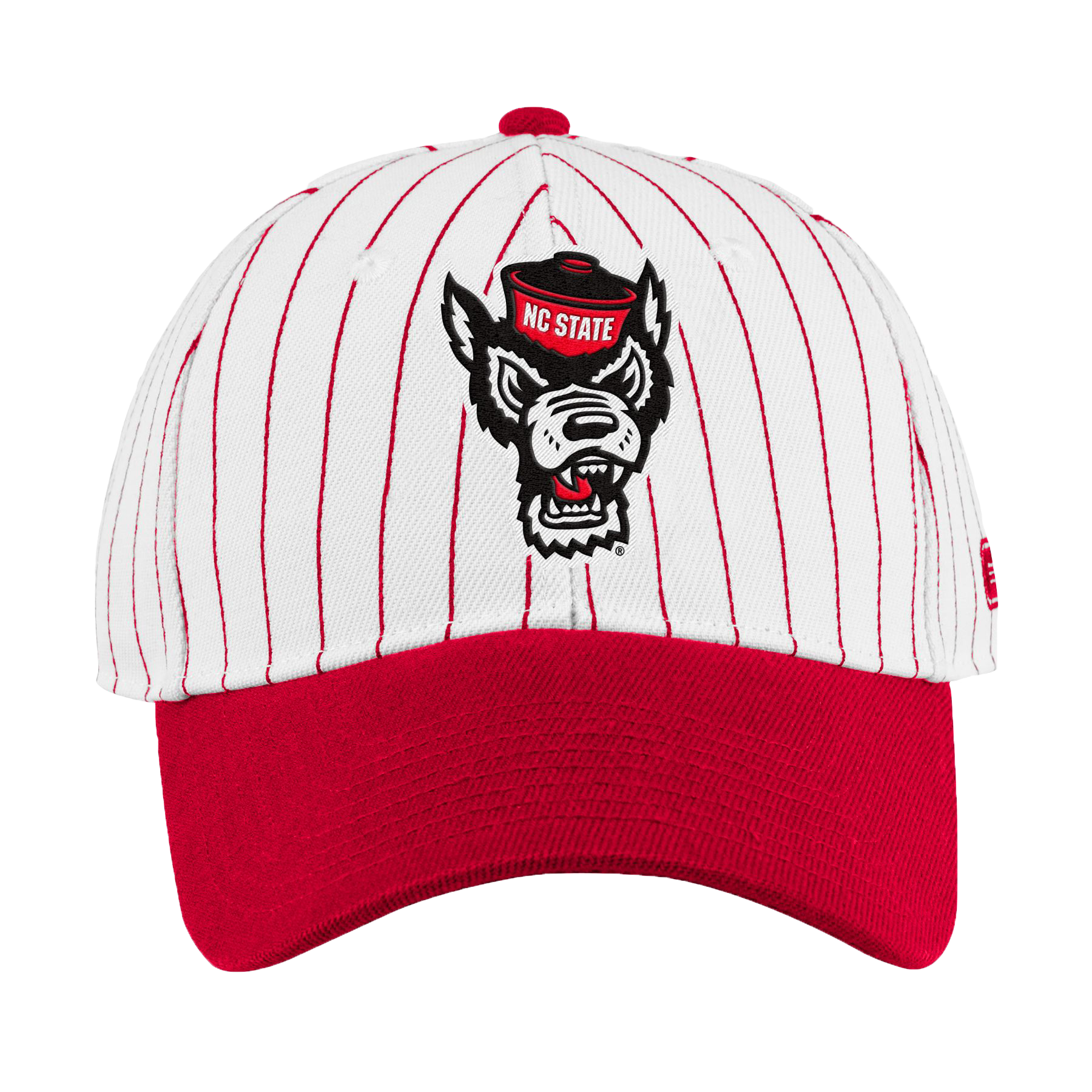 NC State Wolfpack Red & White Pinstripe Wolfhead Adjustable Hat