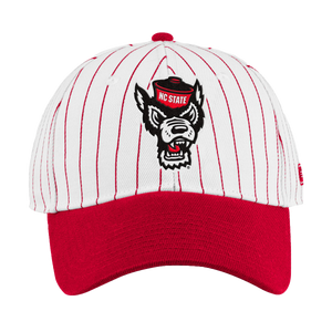 NC State Wolfpack Red & White Pinstripe Wolfhead Adjustable Hat