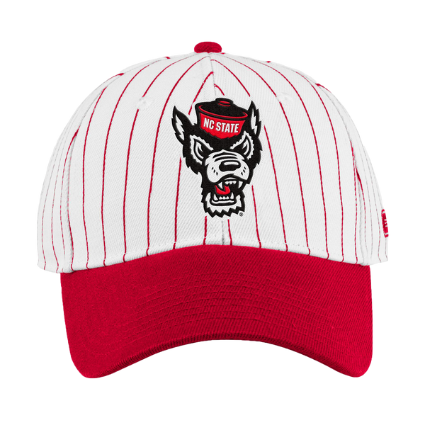 NC State Wolfpack Red & White Pinstripe Wolfhead Adjustable Hat
