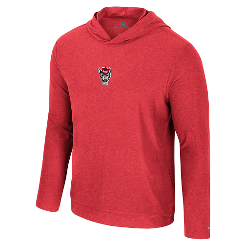 NC State Wolfpack Men's Red Wolfhead Hooded Long Sleeve T-Shirt