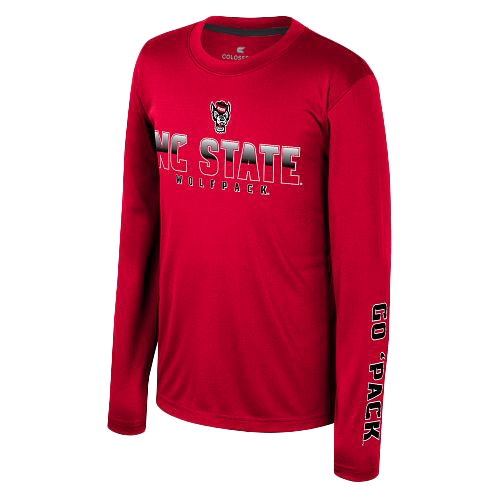 NC State Wolfpack Youth Red Long Sleeve Performance T-shirt