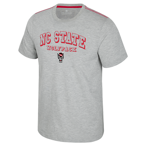 NC State Wolfpack Men's Heather Grey Shadow Letter Wolfhead T-Shirt