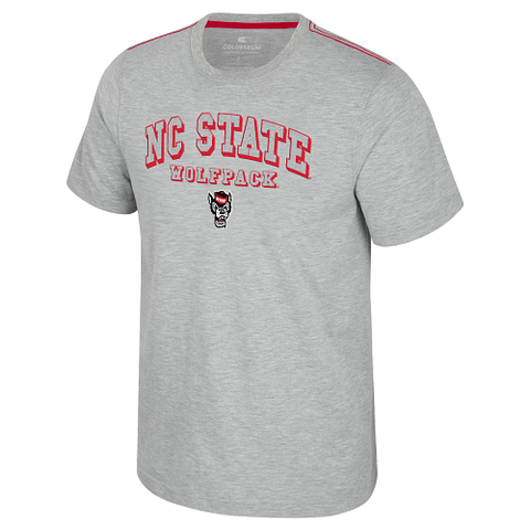 NC State Wolfpack Men's Heather Grey Shadow Letter Wolfhead T-Shirt