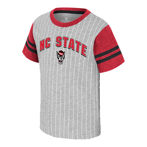 NC State Wolfpack Toddler Heather Grey Wolfhead Pinstripe T-shirt