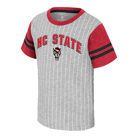 NC State Wolfpack Toddler Heather Grey Wolfhead Pinstripe T-shirt