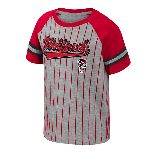 NC State Wolfpack Toddler Heather Grey Script Pinstripe T-shirt