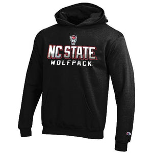 NC State Wolfpack Champion Youth Black Shadow Letter Hooded Sweatshirt