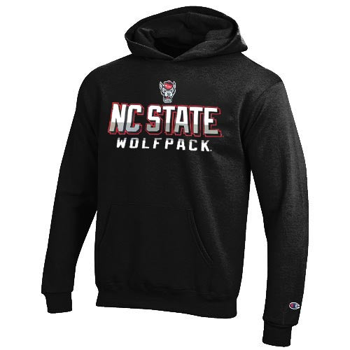 NC State Wolfpack Champion Black Shadow Letter Hooded Sweatshirt