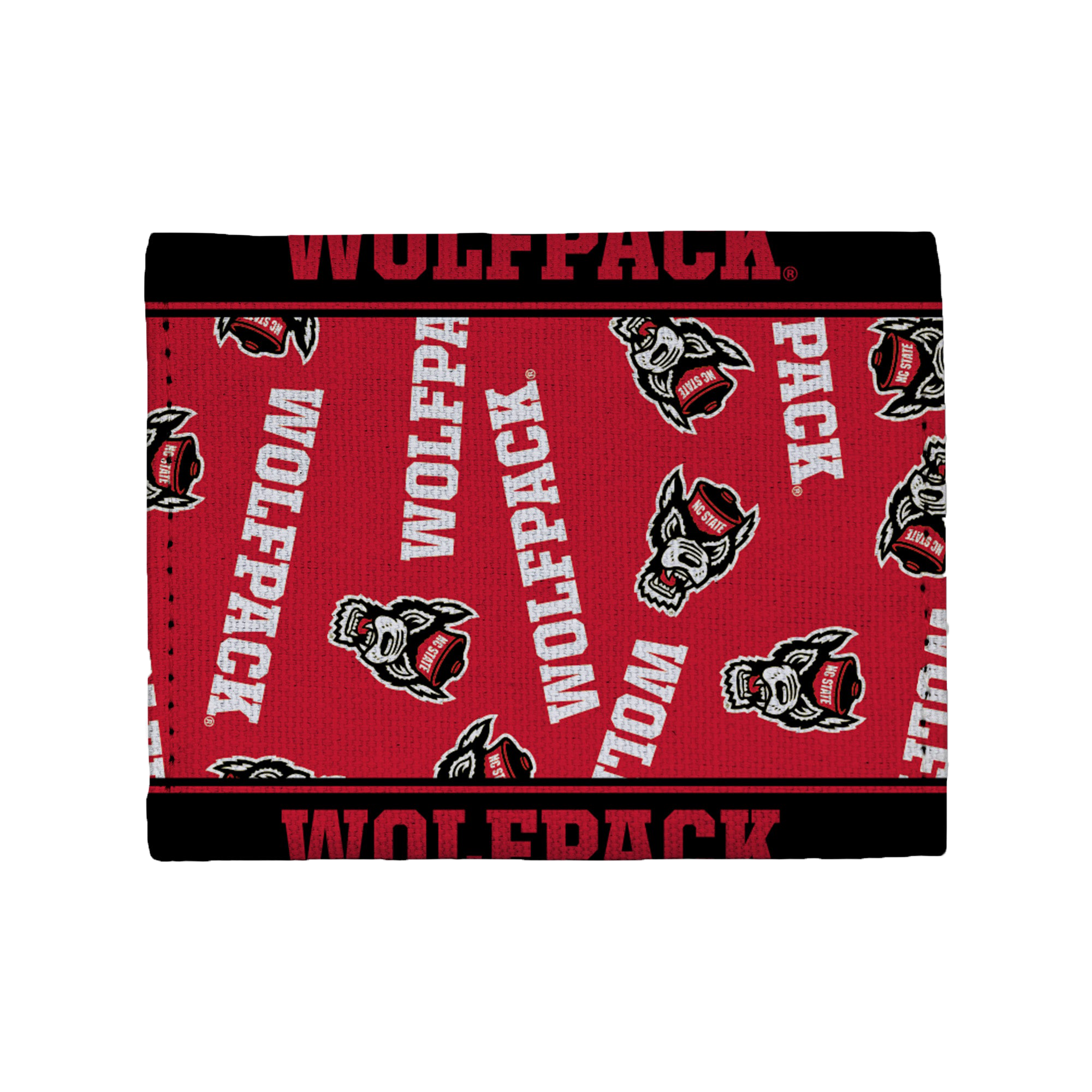 NC State Wolfpack Rico Red All Over Logo Canvas Trifold Wallet