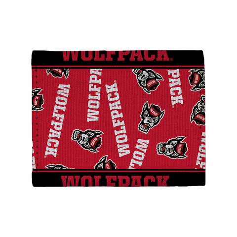 NC State Wolfpack Rico Red All Over Logo Canvas Trifold Wallet