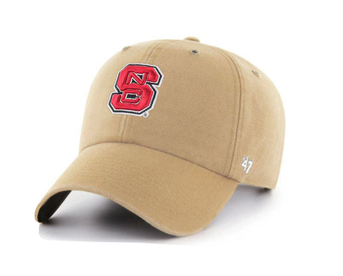 NC State Wolfpack 47 Brand Khaki Block S Clean Up Adjustable Hat