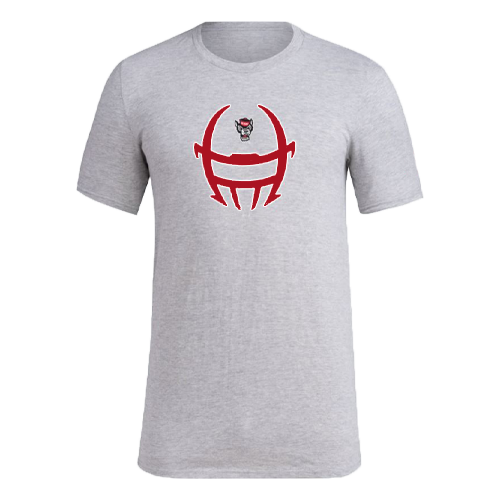 NC State Wolfpack Adidas 2025 Grey Football Helmet Pre-Game Performance T-Shirt