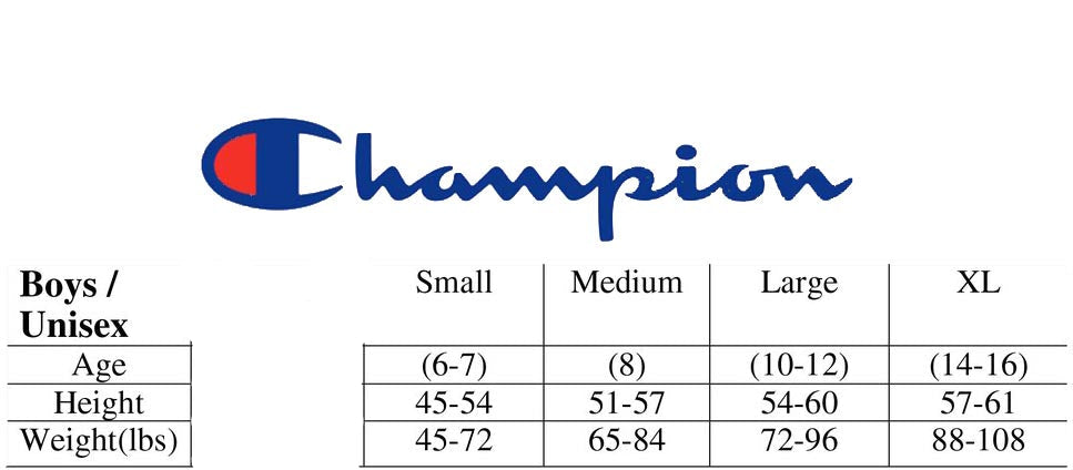 Champion Jersey Size Champion Youth Clothing Size Chart NC State