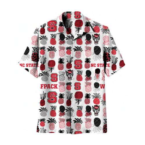 NC State Wolfpack Pineapple Hawaiian Button Up Shirt