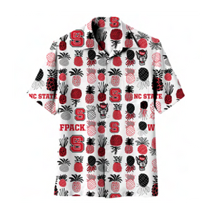 NC State Wolfpack Pineapple Hawaiian Button Up Shirt