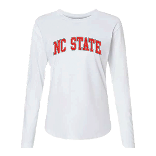 NC State Wolfpack Women's White Arch Long Sleeve Core T-Shirt