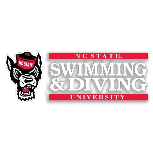NC State Wolfpack Wolfhead Swimming & Diving Vinyl Decal