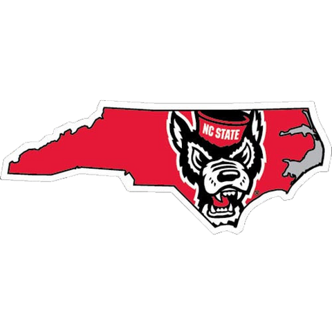 NC State Wolfpack State Outline Wolfhead Magnet