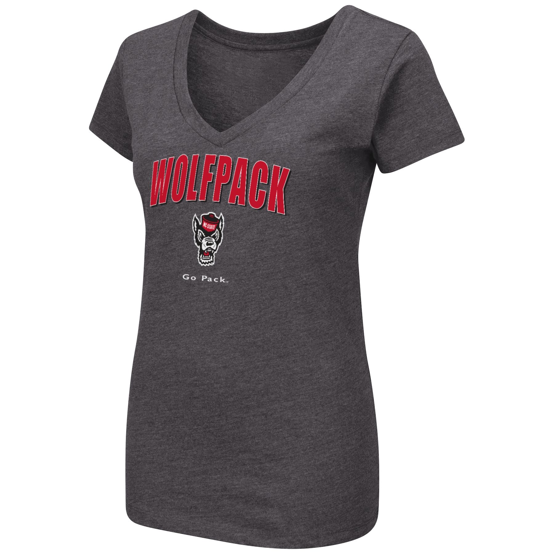 NC State Wolfpack Colosseum Women's Charcoal Playbook V-Neck T-Shirt
