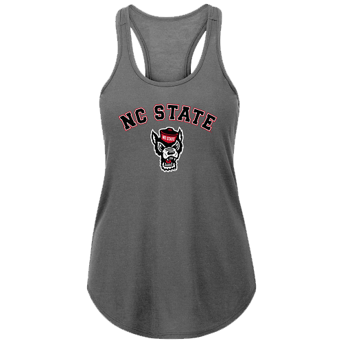 NC State Wolfpack Women's Charcoal Wolfhead Racerback Tank Top