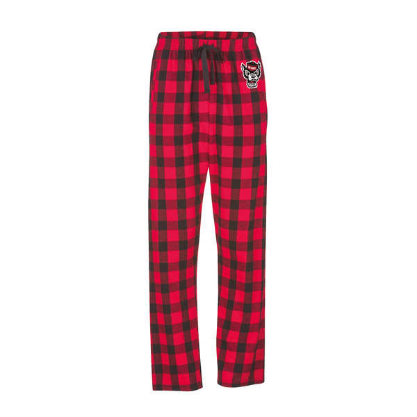NC State Wolfpack Women's Red and Black Buffalo Check Flannel Pants