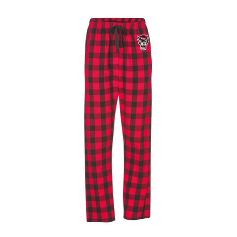 NC State Wolfpack Women's Red and Black Buffalo Check Flannel Pants