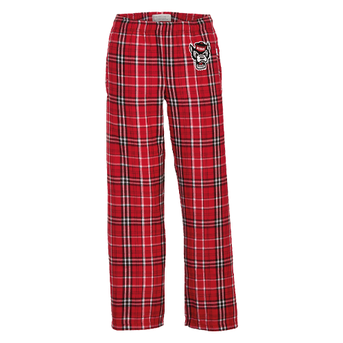 NC State Wolfpack Youth Red and White Plaid Flannel Pants
