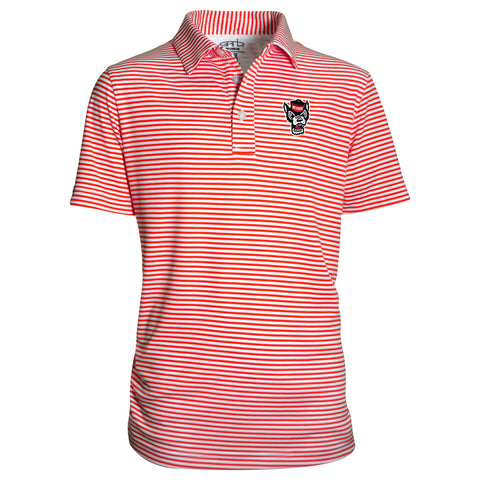 NC State Wolfpack Toddler Red and White Striped Wolfhead Carson Polo