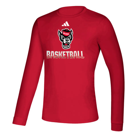 NC State Wolfpack adidas 2023 Red Wolfhead Fadeaway Basketball Long Sleeve Creator T-Shirt