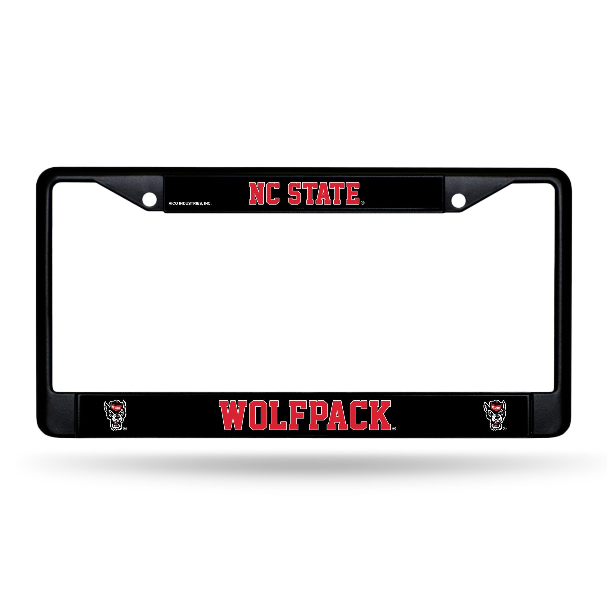 NC State Wolfpack Rico Black Chrome Wolfhead License Plate Frame