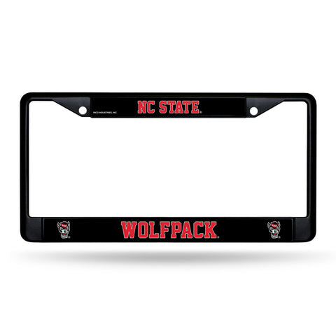 NC State Wolfpack Rico Black Chrome Wolfhead License Plate Frame